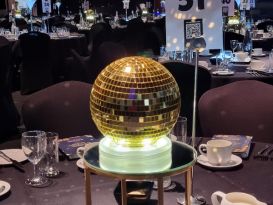 gold mirrorball centrepieces telford