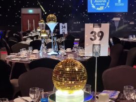 gold mirrorball centrepieces telford