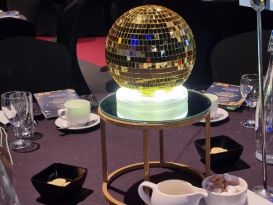 gold mirrorball centrepieces telford